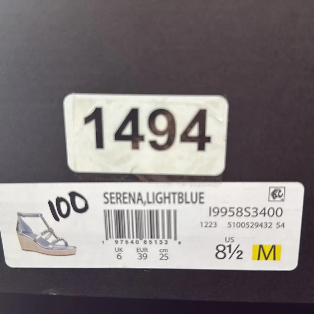 Naturalizer Serena Light Blue Metallic Espadrille Wedge Sandals Rhinestone NEW 9 - Picture 10 of 10